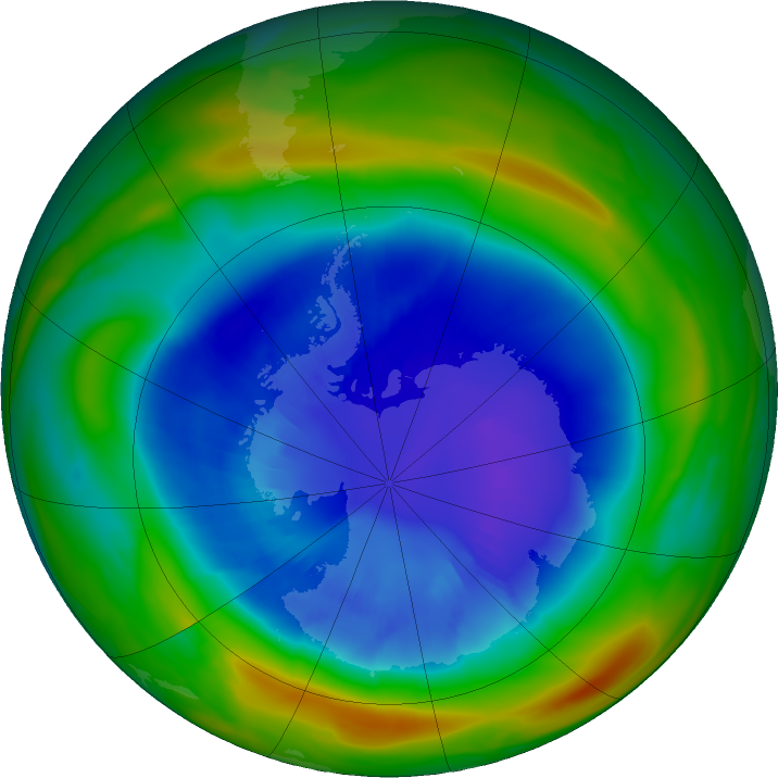 Antarctic ozone map for 06 September 2021